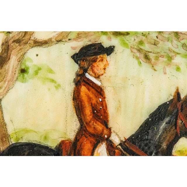 Exquisite Rare Pair Victorian Antique Portrait Miniature Paintings English Country Horse Equestrian Theme For Sale - Image 11 of 16