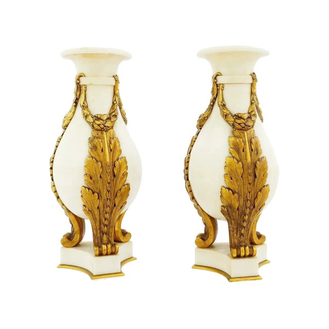French Antique French White Marble and Gilt Bronze Cassolettes - a Pair For Sale - Image 3 of 7
