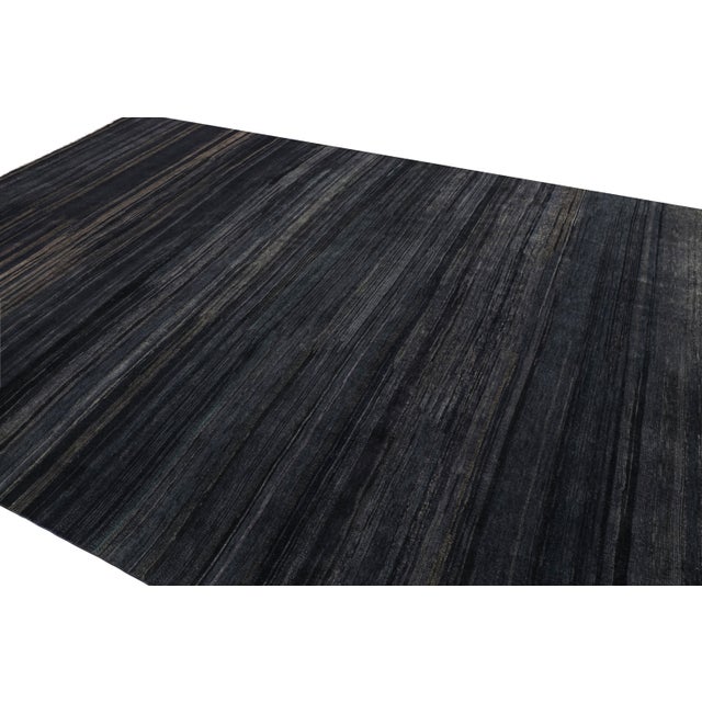 2010s Rug & Kilim’s Textural Rug in Dark Blue Tones and Striae For Sale - Image 5 of 7
