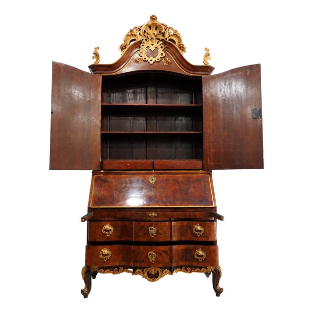 Antique Walnut Bureau Cabinet attributed to Ortmann, Denmark, 1745 For Sale
