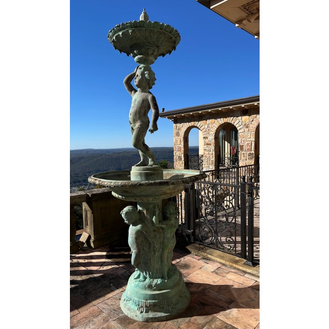 French Early 20th Century Monumental Bronze Garden Fountain For Sale - Image 3 of 18