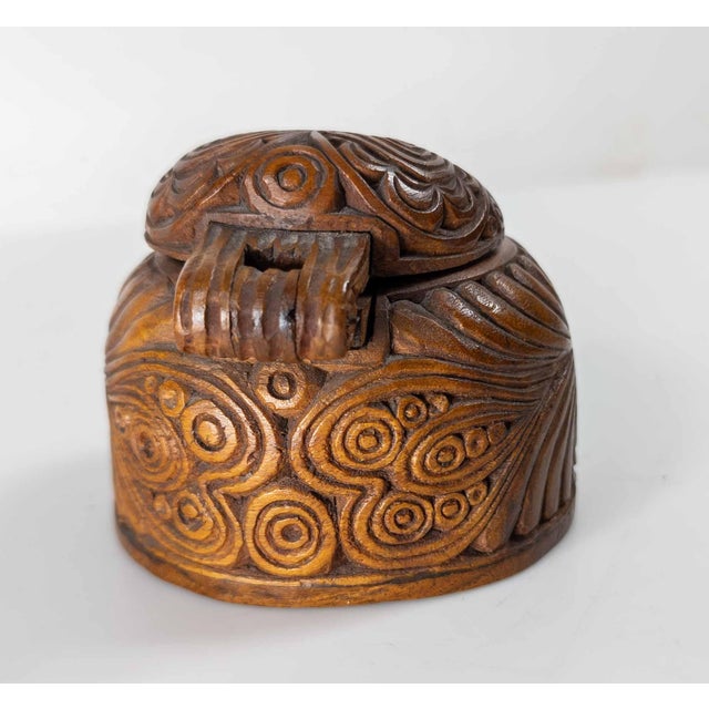 1930s 20th Century Maori Tribal Carved Treenware Inkwell, New Zealand For Sale - Image 5 of 11
