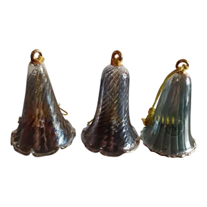 Vintage Lenox Iridescent Glass Bell Shape Tassled Ornaments- Set of 3