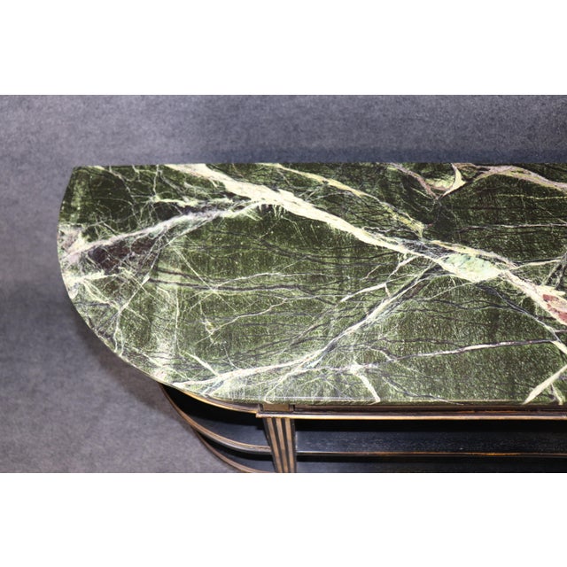 French Louis XVI Style Ebonized Demilune Marble Top Sideboard For Sale - Image 4 of 14
