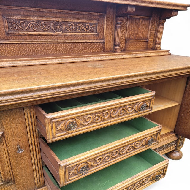 Large Vintage French Buffet in Walnut, 1940s For Sale - Image 12 of 18