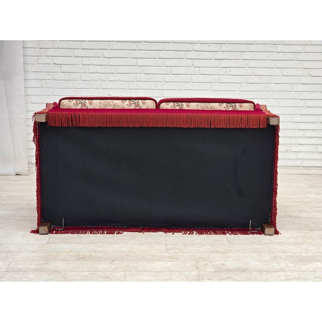 Danish 2-Seater Drop Arm Spanish Sofa in Red Furniture Velour, 1970s For Sale - Image 18 of 18