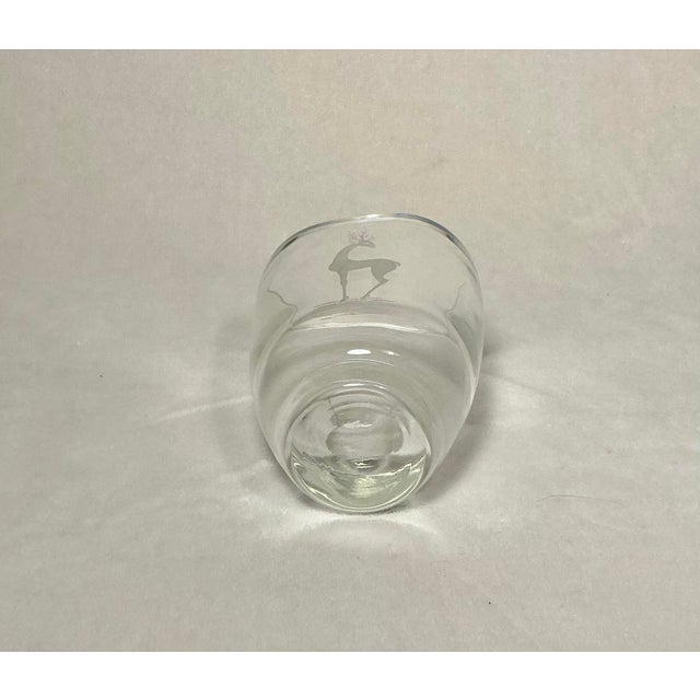 Vintage Scandinavian Large Glass Vase Art-Glass Etched Deer, C. 1950s-1960s For Sale - Image 9 of 11