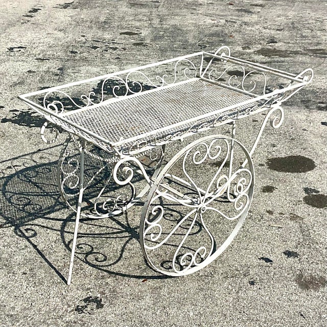 Vintage Wrought Iron Bar Cart Chairish
