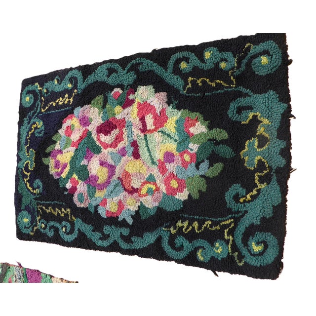 Pair of Folk Art Vintage Hand Hooked Textile Wall Decorations 1940s For Sale - Image 9 of 12