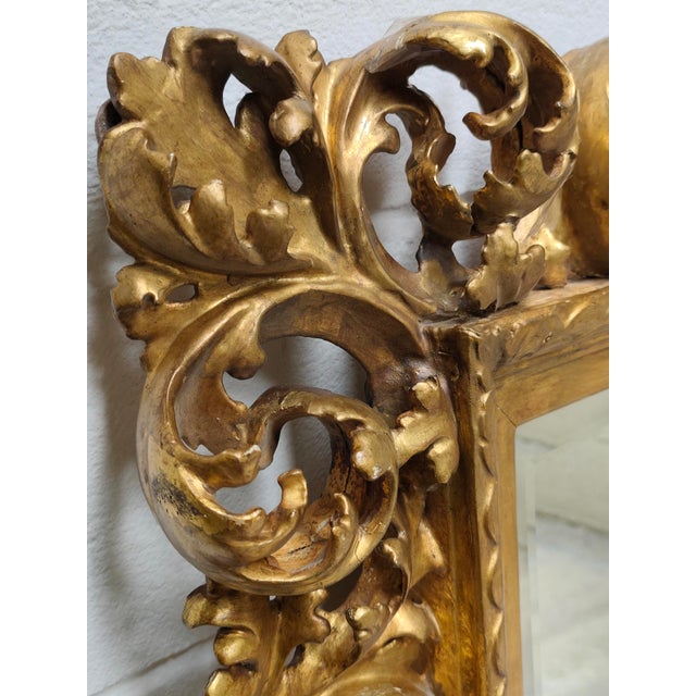 Wood 19th Century Cartoccio Wooden Mirror in Gold Leaf, 1850 For Sale - Image 7 of 12