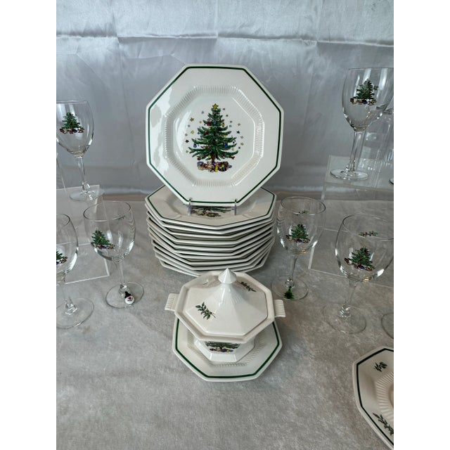Off-white Vintage Nikko Christmastime 50-Piece Dinnerware & Stemware Set - Service for 12 For Sale - Image 8 of 14