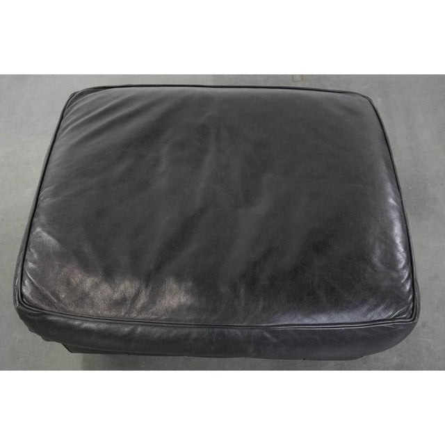 English Style Black Cowhide Ottoman For Sale - Image 6 of 11