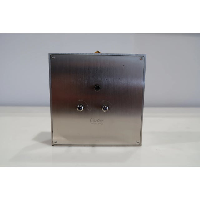 Art Deco Style Stainless Steel Table Clock from Cartier For Sale - Image 3 of 8