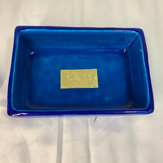 Bitossi Rimini Blue Bittosi Floral Motif Trinket Box Made in Italy C. 1960s by Mario Bellini For Sale - Image 4 of 8