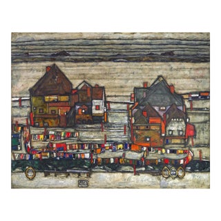 Egon Schiele Houses With Colorful Laundry Giclee For Sale
