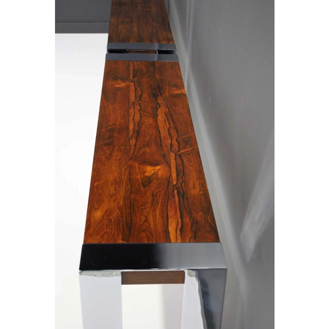 Mid-Century Modern Late 20th Century Flair Rosewood and Chrome Console For Sale - Image 3 of 10