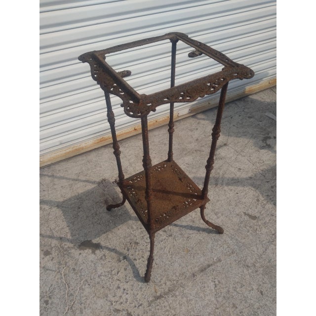 Metal Late 19th Century French Wrought Iron Marble Top Pedestal Stand For Sale - Image 7 of 8