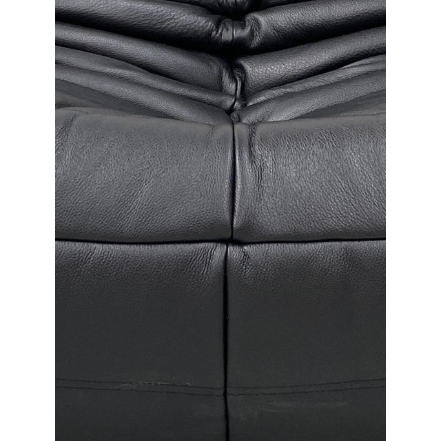 Black French Togo Lounge Chair in Black Leather by Michel Ducaroy for Ligne Roset, 1970s For Sale - Image 8 of 12