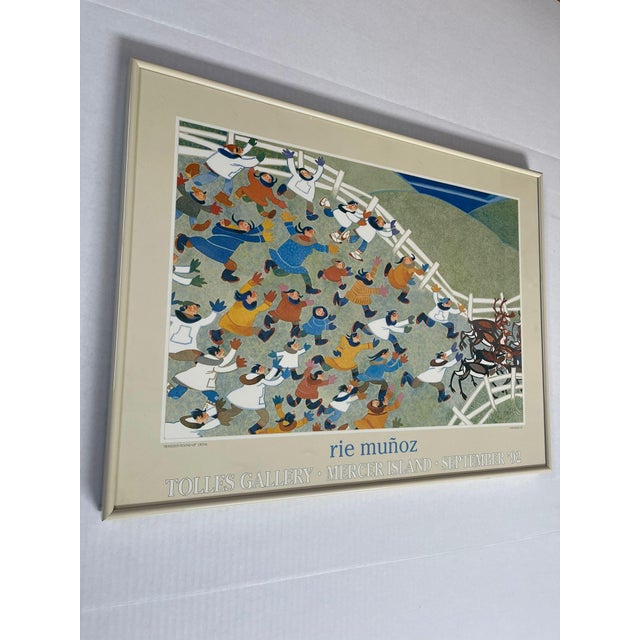 Mid-Century Modern Vintage Framed Art Print Titled “ Reindeer Roundup“ by Rie Munoz, 1992 For Sale - Image 3 of 10