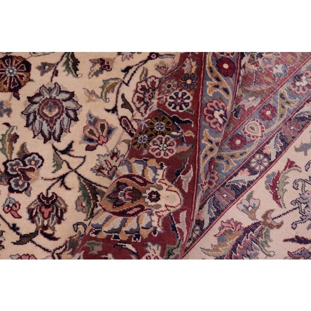 Textile Shabby Chic Pak-Persian Ivory/Aubergine Wool Rug - 9'2'' X 12'8'' For Sale - Image 7 of 9