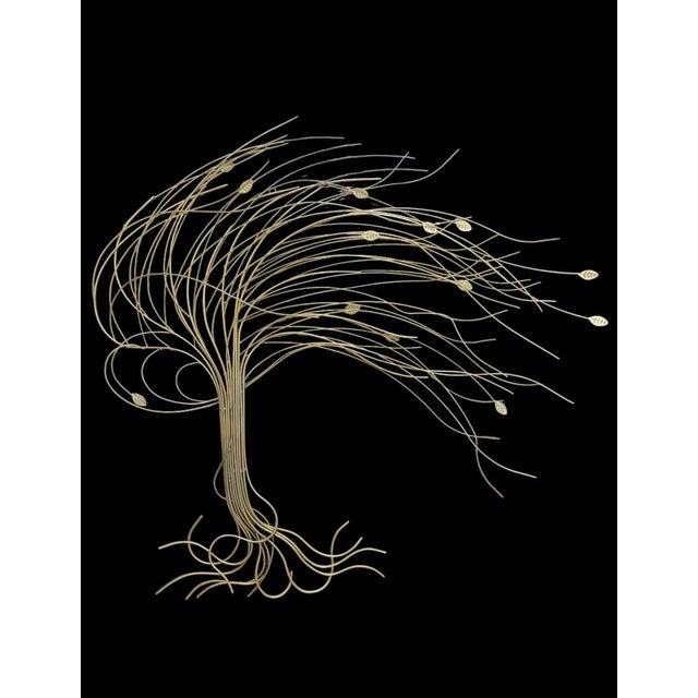 Mid-Century Modern Vintage Mid Century Modern Curtis Jere Style Metal Gold Windswept Willow Tree Wall Sculpture For Sale - Image 3 of 8
