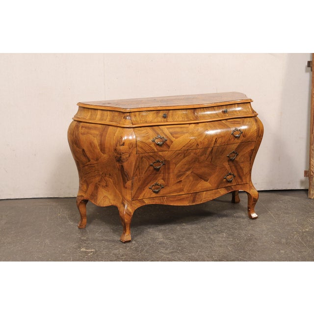 Mid 20th Century Italian Beautifully Veneered Bombé Chest For Sale - Image 11 of 14