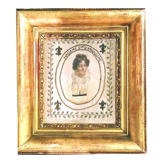 French Royal Silkwork Portrait of Marie Thérèse of France, Duchesse D’Angoulême, Daughter of Marie Antoinette France, Circa 1814–1824 For Sale