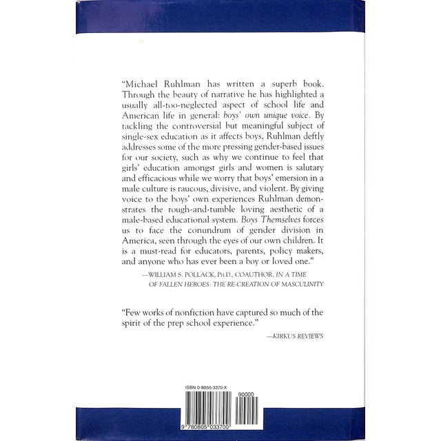 "Boys Themselves: A Return to Single-Sex Education" 1996 Ruhlman, Michael For Sale - Image 4 of 4