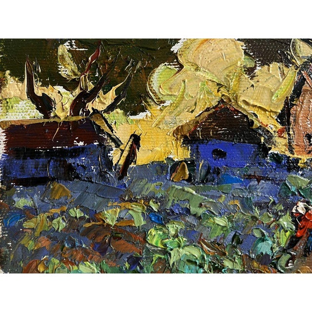 Textile Oil Painting Cabbage Is Being Planted in the Garden Oleksiy Ivanyuk For Sale - Image 7 of 8