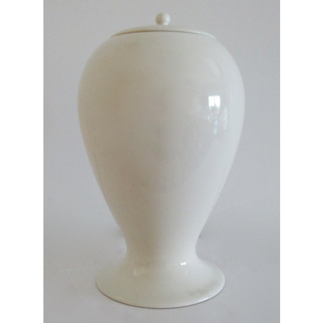 Ceramic Piero Fornasetti Porcelain "Bounanotte Bitossi Foundry White Lidded Vase/Urn For Sale - Image 7 of 9
