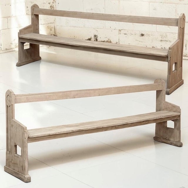 A beautifully preserved late 19th century Gothic Revival church bench, crafted from solid oak and distinguished by its...
