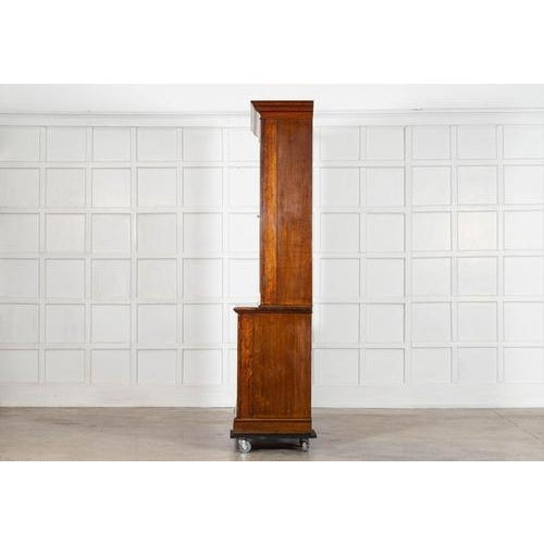 Large Antique English Oak Glazed Bookcase Cabinet, 1880 For Sale - Image 9 of 18