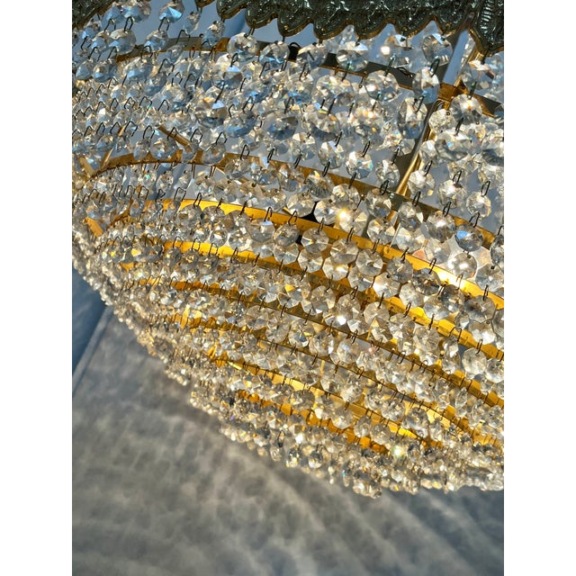 Glass Large Putti Angels Crystal Chandelier with Gold Leaf, 1970s For Sale - Image 7 of 9