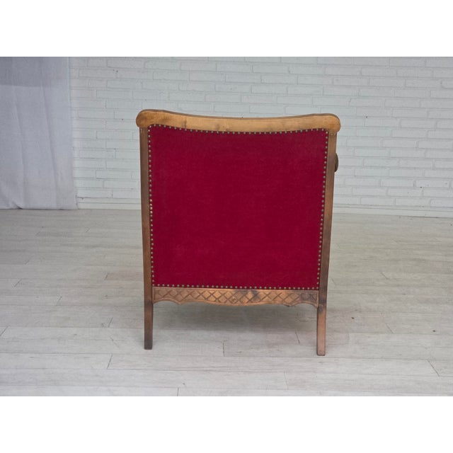 Danish Armchair in Velour and Ash, 1930s For Sale - Image 14 of 18