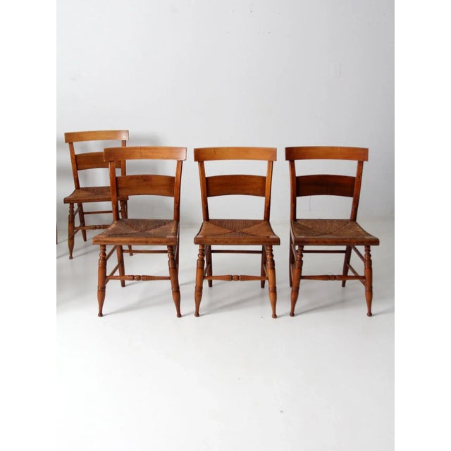 Brown Antique Rush Seat Dining Chairs Set of 6 For Sale - Image 8 of 13