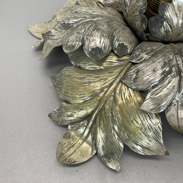 1950s Florentiner Silvered Metal Leaf Theatre Ceiling Light, Italy, 1950s For Sale - Image 5 of 17