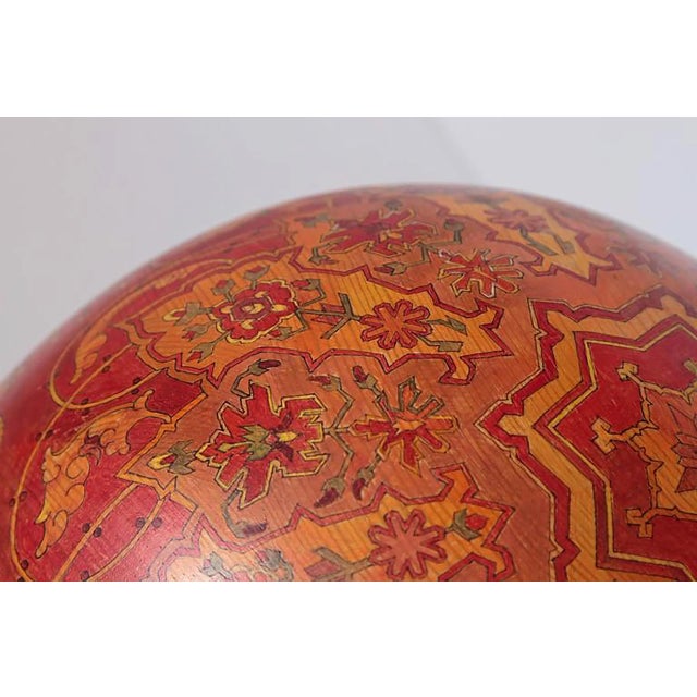 Red Vintage Hand-Sculpted Solid Sugar Pine Sphere Sculpture For Sale - Image 8 of 11