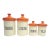 Mid-Century Ceramic Kitchen Canister Set of 4 in Off White and Orange For Sale