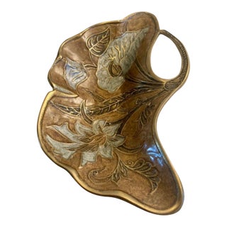 Art Nouveau Bronze Leaf-Form Decorative Dish, Circa 1890-1910 For Sale