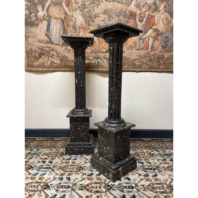 Black Marble Pedestals, Set of 2 For Sale - Image 5 of 5