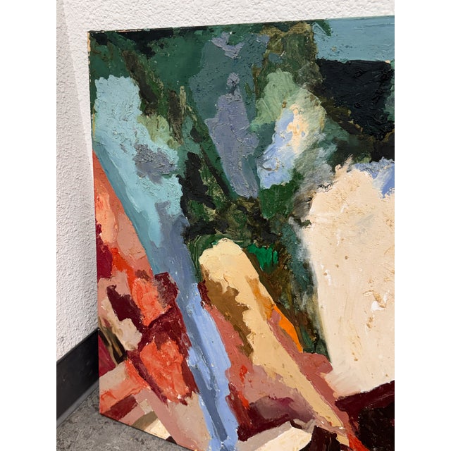 Burgundy Abstract Acrylic on Canvas, Mid 20th Century For Sale - Image 8 of 12