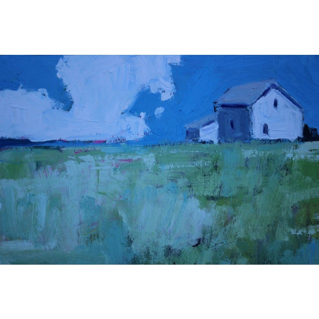 White Barn on the Horizon – Contemporary Landscape Oil For Sale - Image 4 of 10