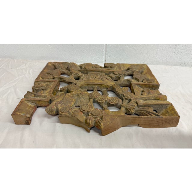 Antique 19th Century Hand Carved Chinese Asian Wood Wall Panel Sculpture Statue For Sale - Image 10 of 11