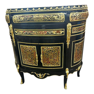 French Style Black and Gold Commode With Gold Details