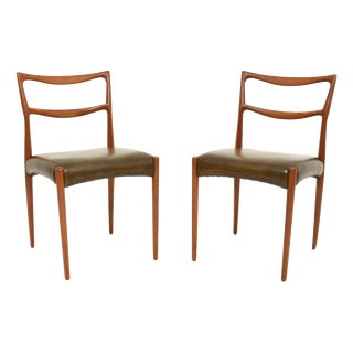 Danish Teak and Leather Chairs attributed to Henry Klein for Bramin, 1960s, Set of 2 For Sale