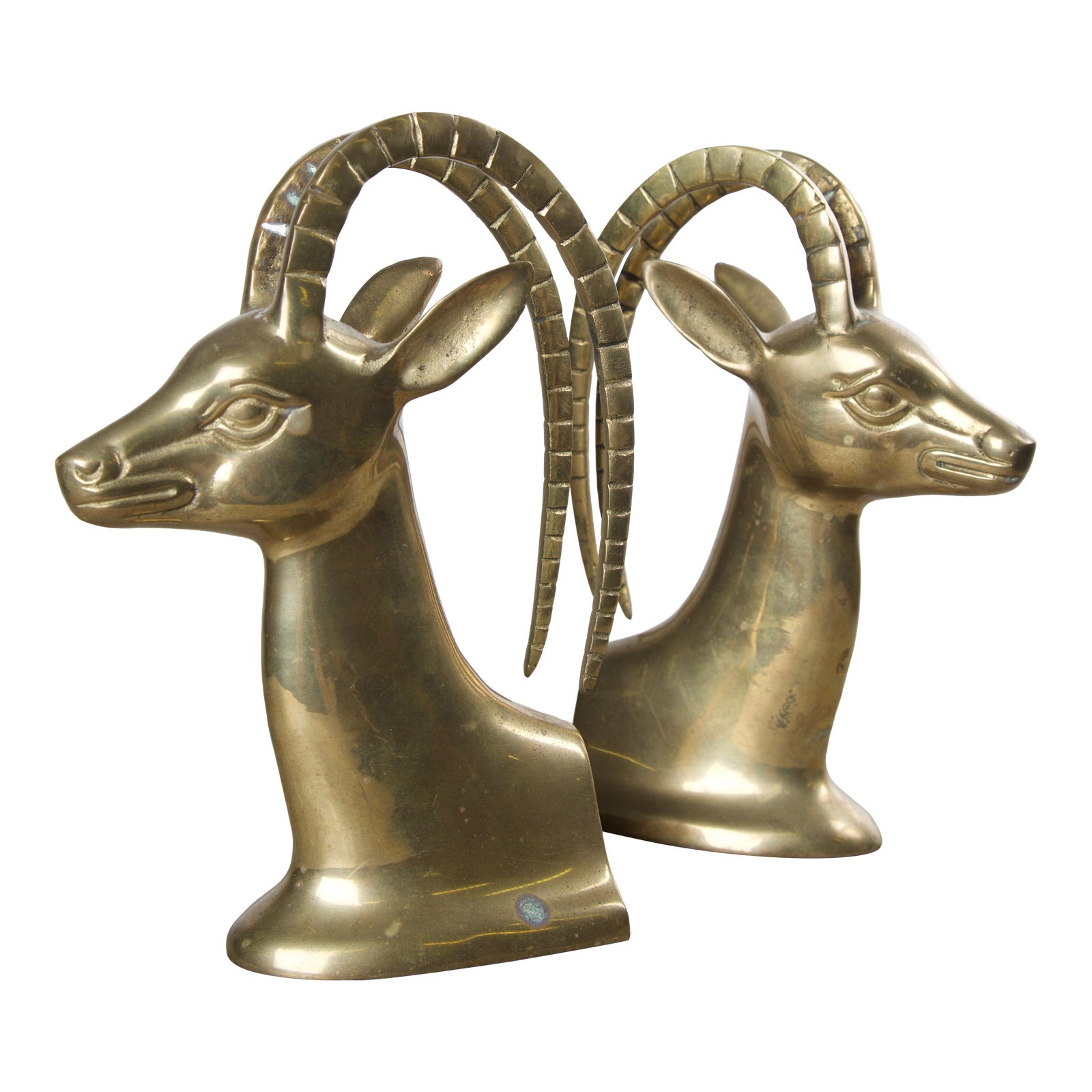 Vintage Mid Century Brass Antelope Head Bookends a Pair Chairish