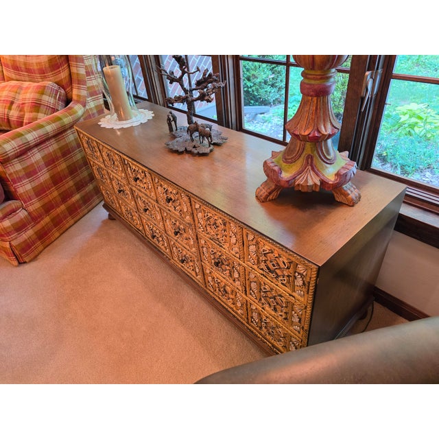 John Widdicomb John Widdicomb Mediterranean Treasure Chest Low Credenza, 1960s For Sale - Image 4 of 16