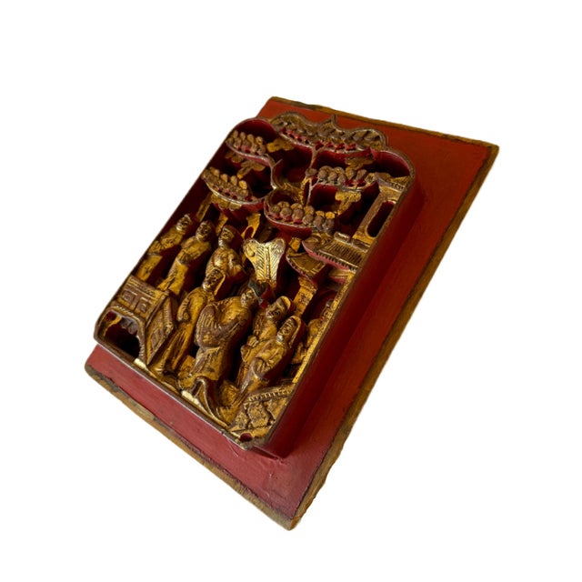 Antique Chinese Gilt-Wood High-Relief Carved Wall Panel For Sale In Milwaukee - Image 6 of 11