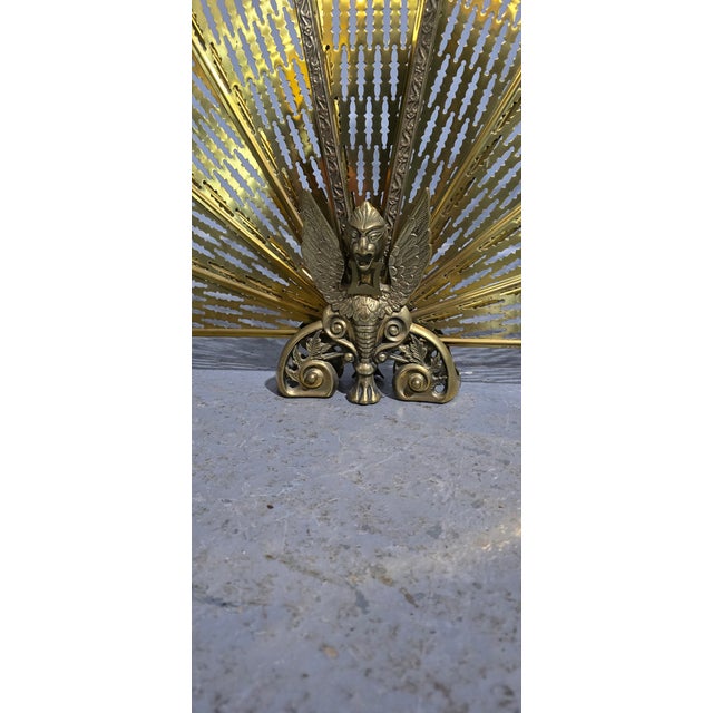Brass Peacock Fire Screen, 1920s For Sale - Image 4 of 9