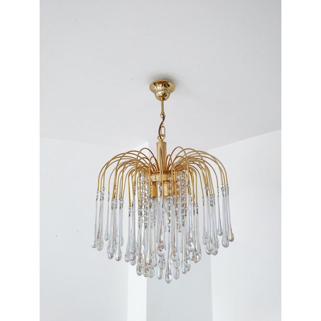 Murano Glass Teardrop Chandelier with Gilded Frame attributed to Paolo Venini, 1970s For Sale - Image 18 of 18